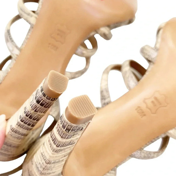 New TORY BURCH Charlene Lizard Print Sandal Heel Size 10 - Picture 8 of 11